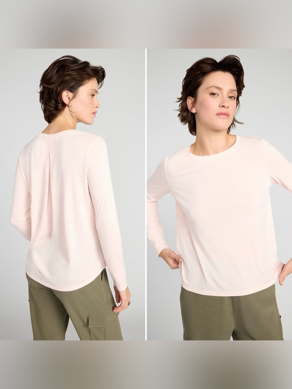 Mondeta Long Sleeve Ribbed Top Women’s Size Medium in Light Pink NWOT